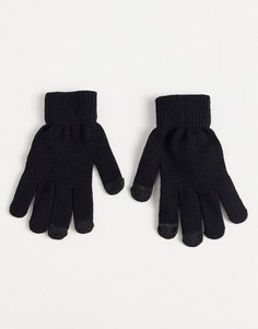 Черные перчатки с отделкой для сенсорных устройств SVNX-Черный цвет 7X