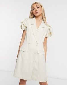 Кремовое платье-блейзер с оборками на плечах Vero Moda-Кремовый