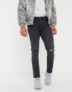 Черные джинсы скинни со рваной отделкой ASOS DESIGN-Черный цвет
