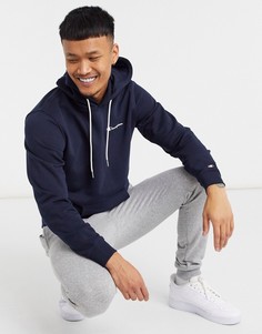 Темно-синий худи с маленьким логотипом на груди Champion