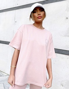 Выбеленная бежевая oversized-футболка от комплекта с вышитым логотипом в тон ASOS Weekend Collective-Многоцветный