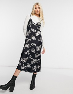 Платье черно-белого цвета AllSaints Hera Jasmine-Многоцветный