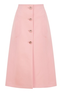 Розовая шерстяная юбка Prada