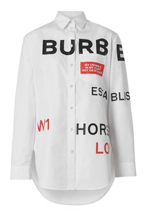 Белая хлопковая рубашка с принтом Horseferry Burberry