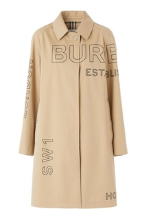 Хлопковый плащ с принтом Horseferry Burberry