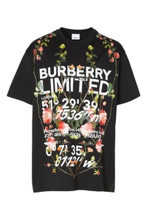 Черная футболка с принтом и надписями Burberry