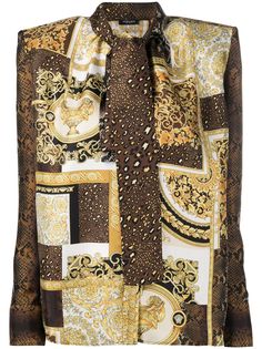 Versace блузка с бантом и принтом