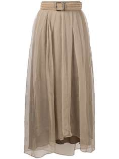 Brunello Cucinelli юбка из рафии с поясом и складками
