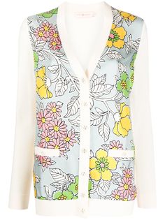 Tory Burch трикотажный кардиган с цветочным принтом