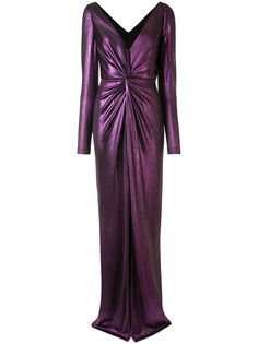 Marchesa Notte платье с эффектом металлик и сборками