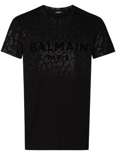 Balmain футболка с леопардовым принтом и логотипом