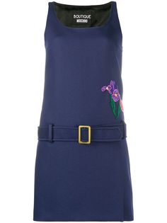 Boutique Moschino платье мини с поясом и цветочной аппликацией