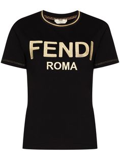 Fendi футболка с вышитым логотипом