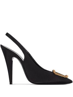 Saint Laurent туфли с ремешком на пятке и цепочкой