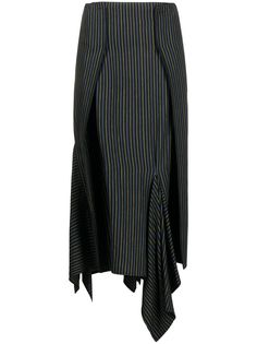 MM6 Maison Margiela полосатая юбка миди асимметричного кроя