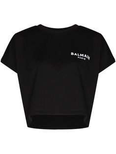 Balmain укороченная футболка с логотипом