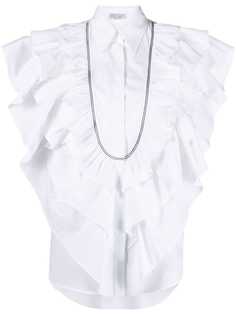Brunello Cucinelli блузка с короткими рукавами и оборками