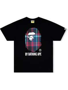 A BATHING APE® футболка с клетчатым логотипом