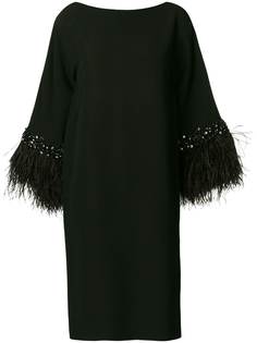 Valentino Pre-Owned платье-рубашка с длинными рукавами с перьями