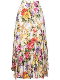 Boutique Moschino ярусная юбка с оборкой и цветочным принтом
