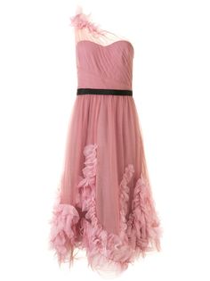 Marchesa Notte фактурное платье из тюля на одно плечо