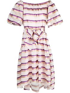 Temperley London полосатое платье Melina с открытыми плечами