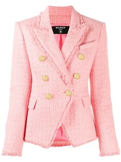 Balmain двубортный твидовый пиджак