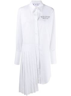 Off-White POPELINE PLISSE SHIRT DRESS WHITE BLACK