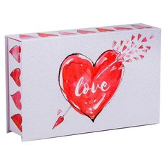 Коробка подарочная Дарите счастье Love 20 × 5 × 12,5 см белый/красный
