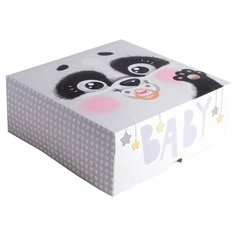 Коробка подарочная Дарите счастье Baby панда 25 x 10 х 25 см серый