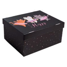 Коробка подарочная Дарите счастье Котики 31 х 16 х 25.5 см черный