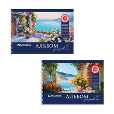 Альбом для рисования BRAUBERG Пейзаж с цветами 29.7 х 21 см (A4), 110 г/м², 40 л.