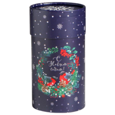 Коробка подарочная Дарите счастье Снегири 8 х 14.5 см синий