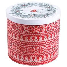 Коробка подарочная Дарите счастье Вязка 19.5 × 22 см белый/красный