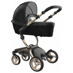 Коляска-трансформер Mima Xari (2 в 1) black/sandy beige/champagne frame, цвет шасси: золотистый