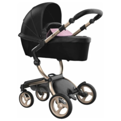 Коляска-трансформер Mima Xari (2 в 1) black/pixel pink/champagne frame, цвет шасси: золотистый