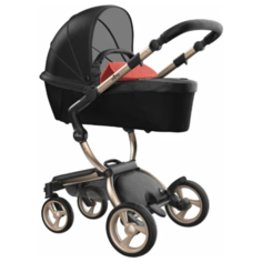 Коляска-трансформер Mima Xari (2 в 1) black/coral red/champagne frame, цвет шасси: золотистый