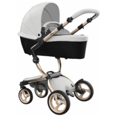 Коляска-трансформер Mima Xari (2 в 1) snow white/black and white/champagne frame, цвет шасси: золотистый