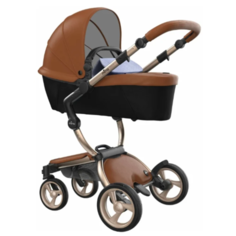 Коляска-трансформер Mima Xari (2 в 1) camel/pixel blue/champagne frame, цвет шасси: золотистый