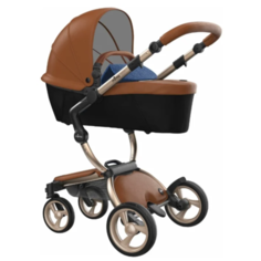 Коляска-трансформер Mima Xari (2 в 1) camel/denim blue/champagne frame, цвет шасси: золотистый