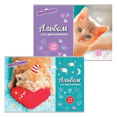 Альбом для рисования Юнландия Милые кошечки 29.7 х 21 см (A4), 100 г/м², 24 л.