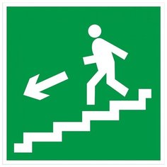 Наклейка Фолиант Направление к эвакуационному выходу по лестнице налево вниз Е14 Foliant