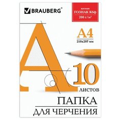 Папка для черчения BRAUBERG Гознак КБФ, ватман, без рамки 29.7 х 21 см (A4), 200 г/м², 10 л.