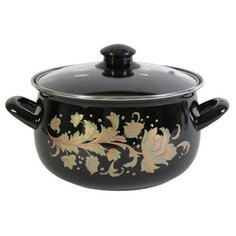 Кастрюля Интерос Винтаж 2,1 л, черный/золото