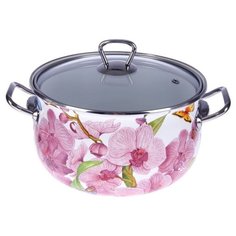 Кастрюля Интерос Орхидея 4 л, белый/розовый