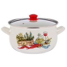 Кастрюля Интерос Гурман 5,1 л, белый/красный