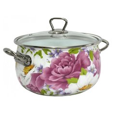 Кастрюля Интерос Пион 3,1 л, белый/розовый