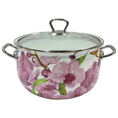 Кастрюля Интерос Орхидея 2,1 л, белый/розовый
