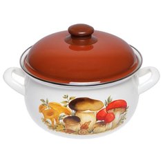 Кастрюля Интерос Грибы 4 л, белый/коричневый