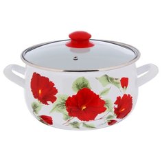 Кастрюля Интерос Каркаде 5,7 л, белый/красный